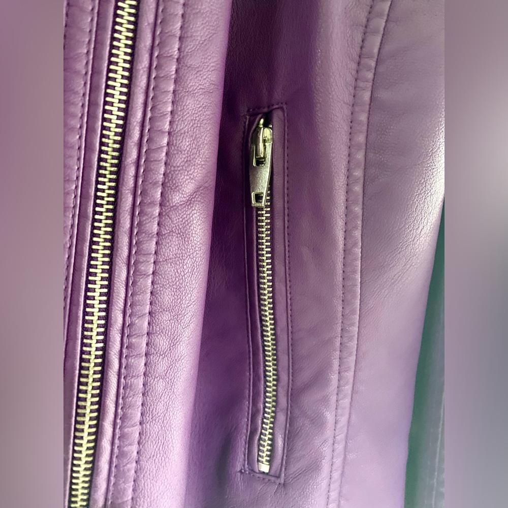 NWOT Kate & Mallory Vibrant Purple Leather Jacket - Picture 4 of 11
